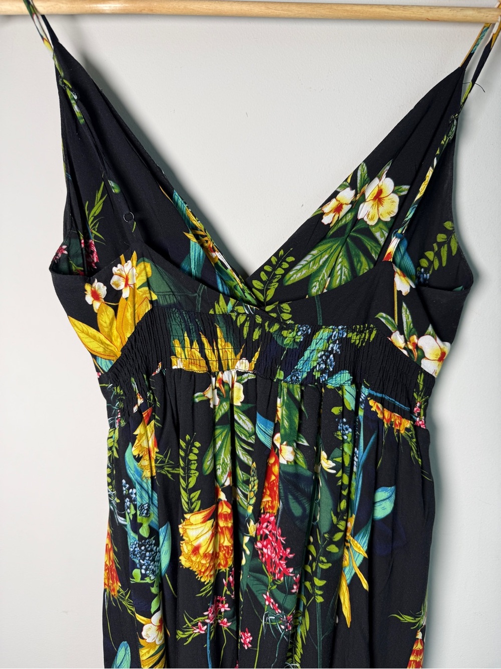 Roman Originals Petite Tropical Floral Maxi Dress V-Neck Smocked Waist XS - Picture 3 of 4